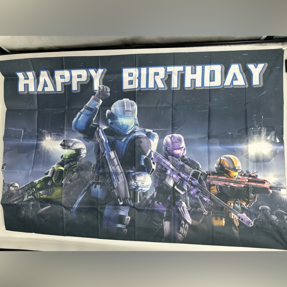 Halo Gamer Theme Happy Birthday Backdrop Banner 5x3Ft